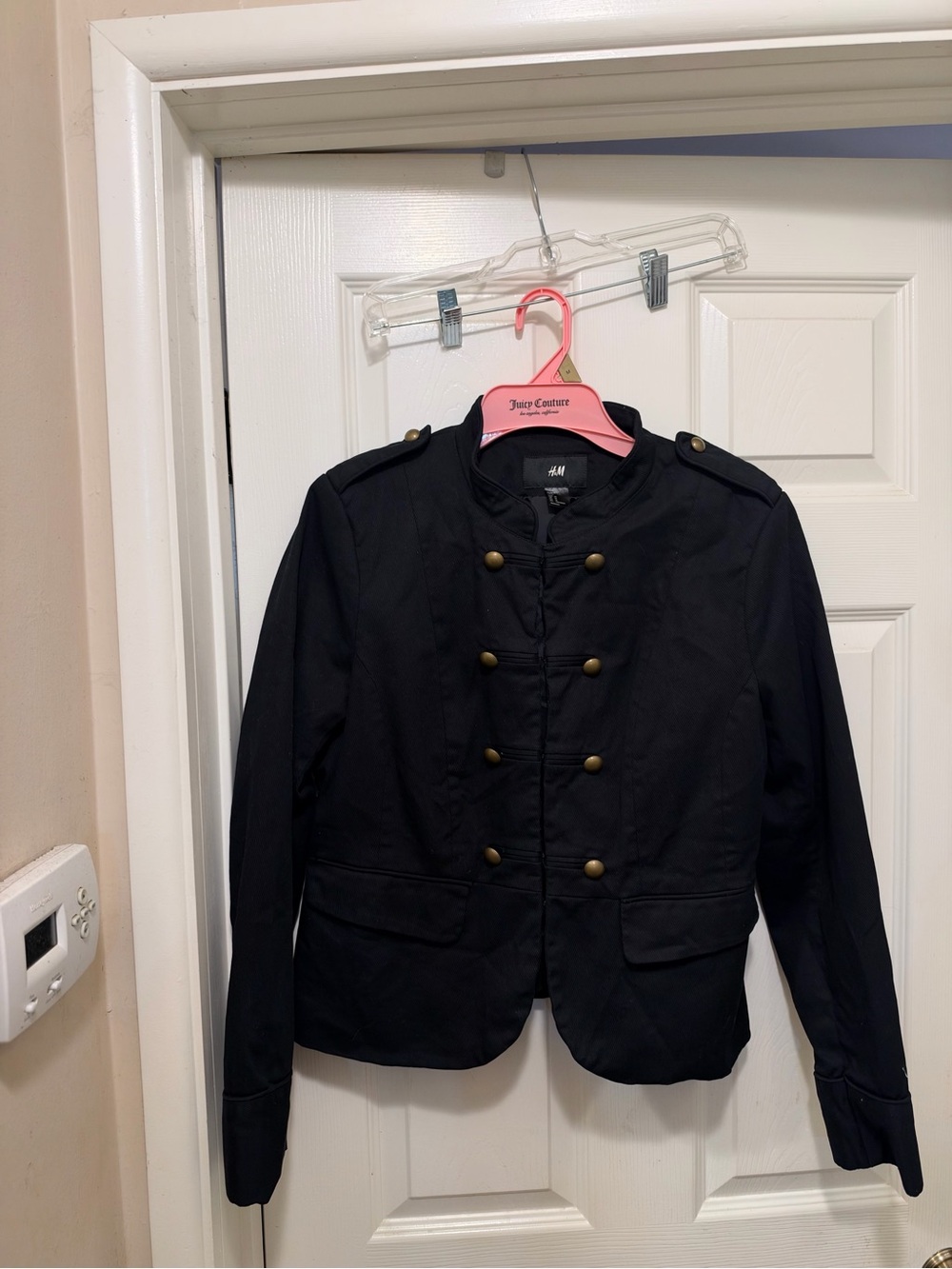 H&M Black Military-Inspired Women's Blazer with Brass Buttons
